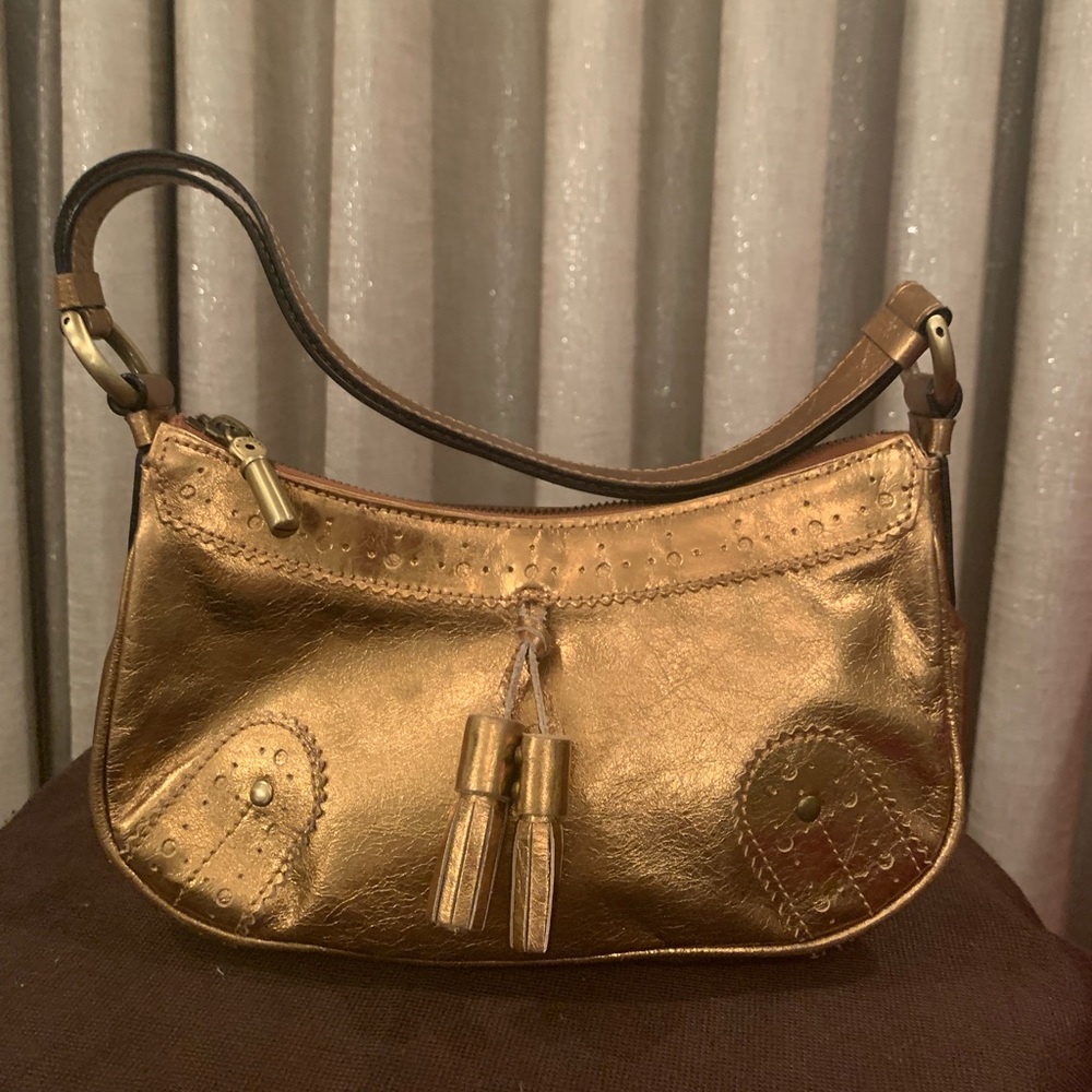 metallic bronze Burberry shoulder bag/purse